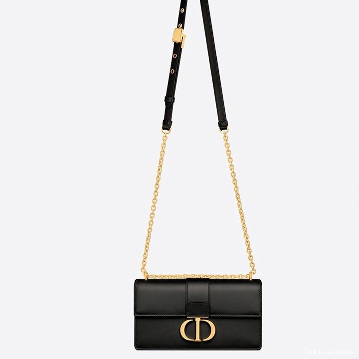 Cheap With East-West Dior Bag Montaigne 30 Black Chain Calfskin 0720 Luxury